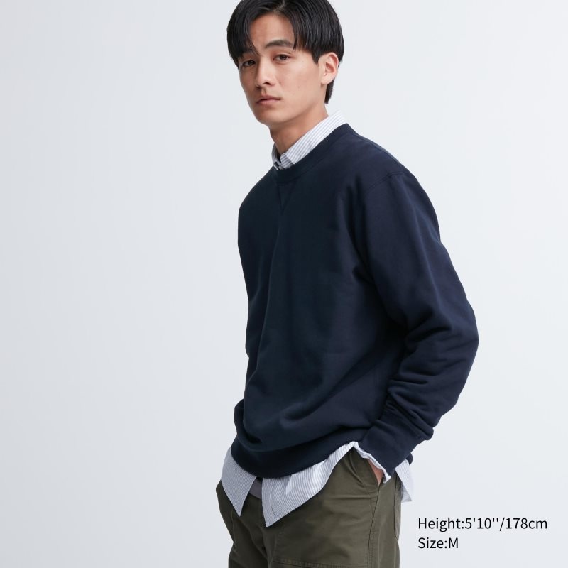 Navy Uniqlo Elegant Men Sweatshirts | 3770514