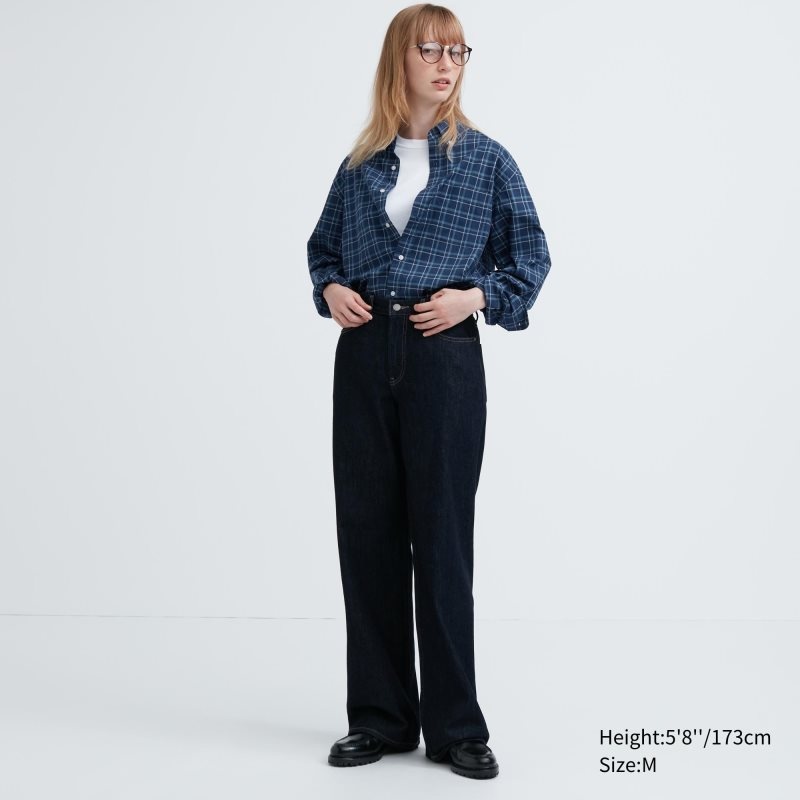 Navy Uniqlo Extra Fine Cotton Broadcloth Checked Long-sleeve Men Shirts | 2952488