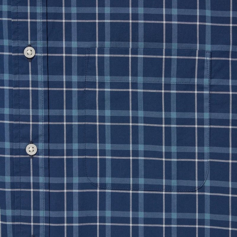 Navy Uniqlo Extra Fine Cotton Broadcloth Checked Long-sleeve Men Shirts | 2952488