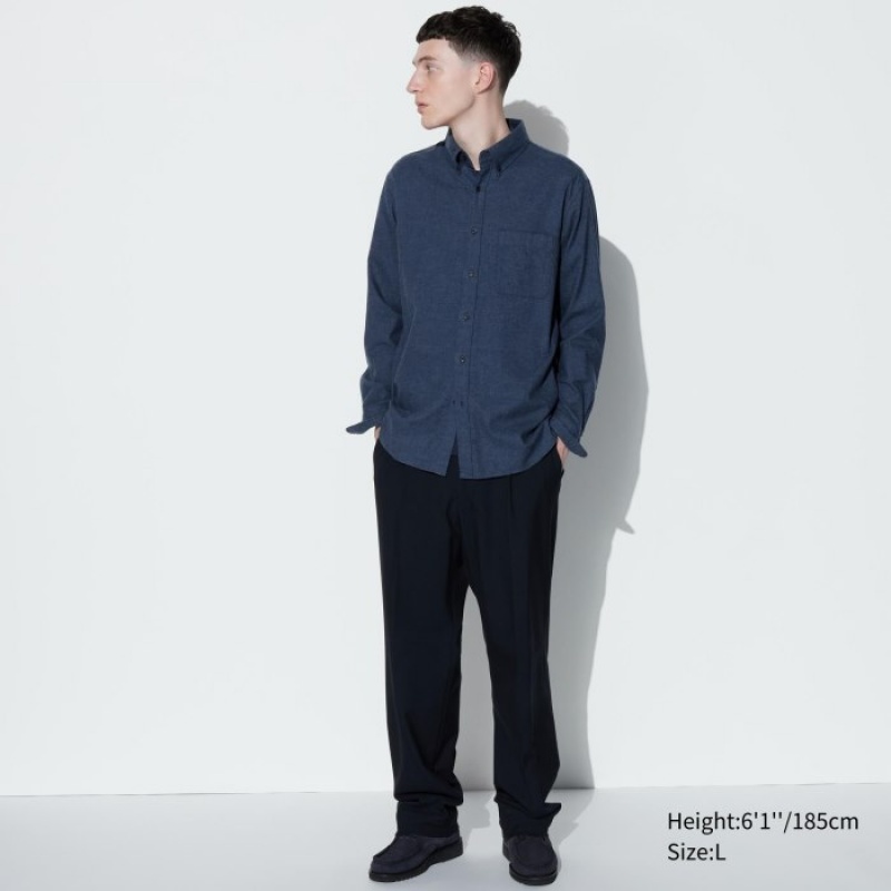 Navy Uniqlo Flannel Casual Women Shirts | 881730