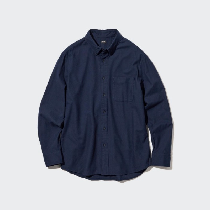 Navy Uniqlo Flannel Casual Women Shirts | 881730