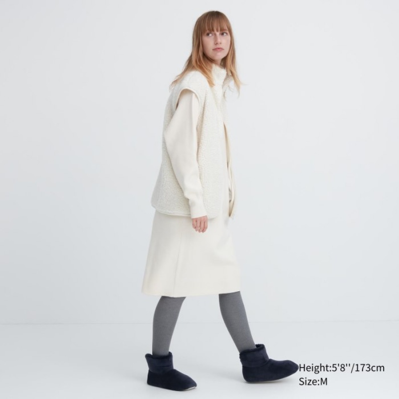 Navy Uniqlo Fleece Room Women Slippers | 3722728