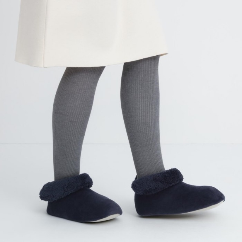 Navy Uniqlo Fleece Room Women Slippers | 3722728