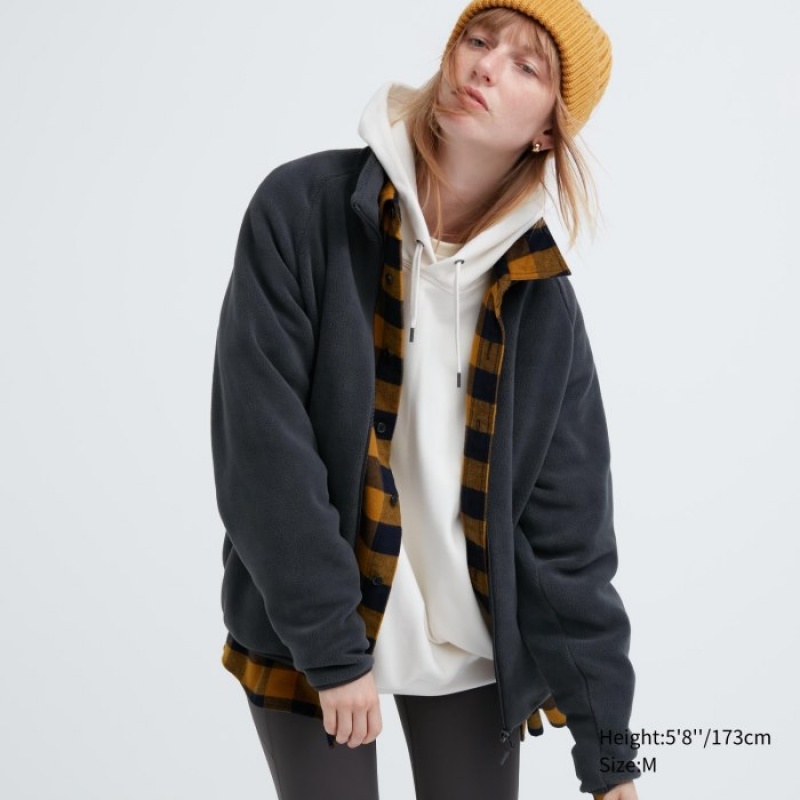 Navy Uniqlo Full-Zip Women Fleece | 212231