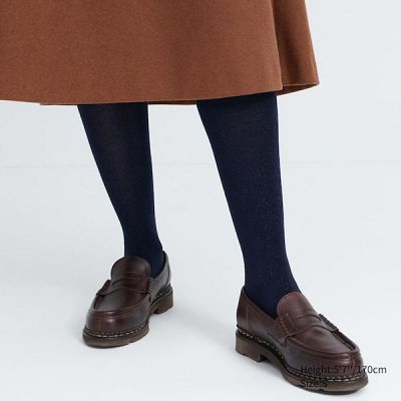 Navy Uniqlo HEATTECH Glitter Knitted Women Tight | 1421700