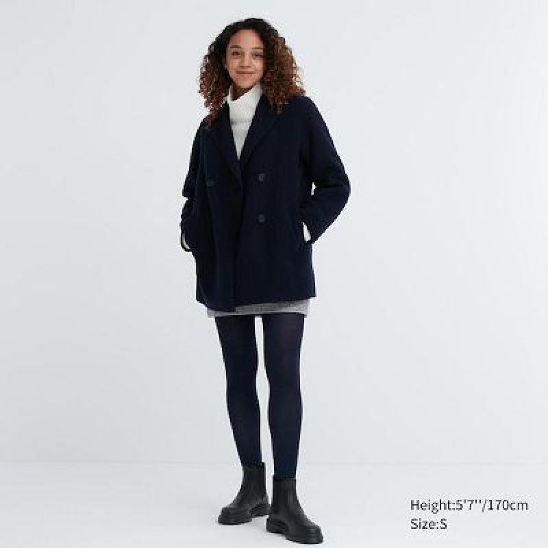 Navy Uniqlo HEATTECH Glitter Knitted Women Tight | 1421700
