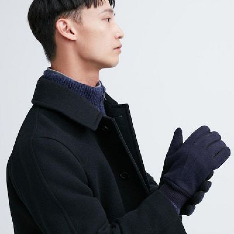 Navy Uniqlo HEATTECH Lined Faux Wool Women Gloves | 4359168