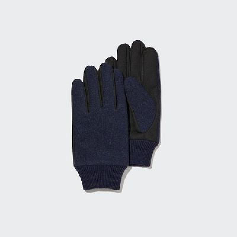 Navy Uniqlo HEATTECH Lined Faux Wool Women Gloves | 4359168