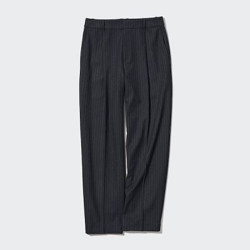 Navy Uniqlo HEATTECH Pleated Tapered Women Pants | 8654718