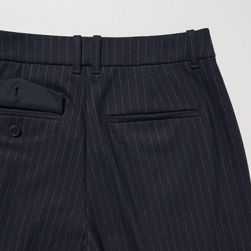 Navy Uniqlo HEATTECH Pleated Tapered Women Pants | 8654718