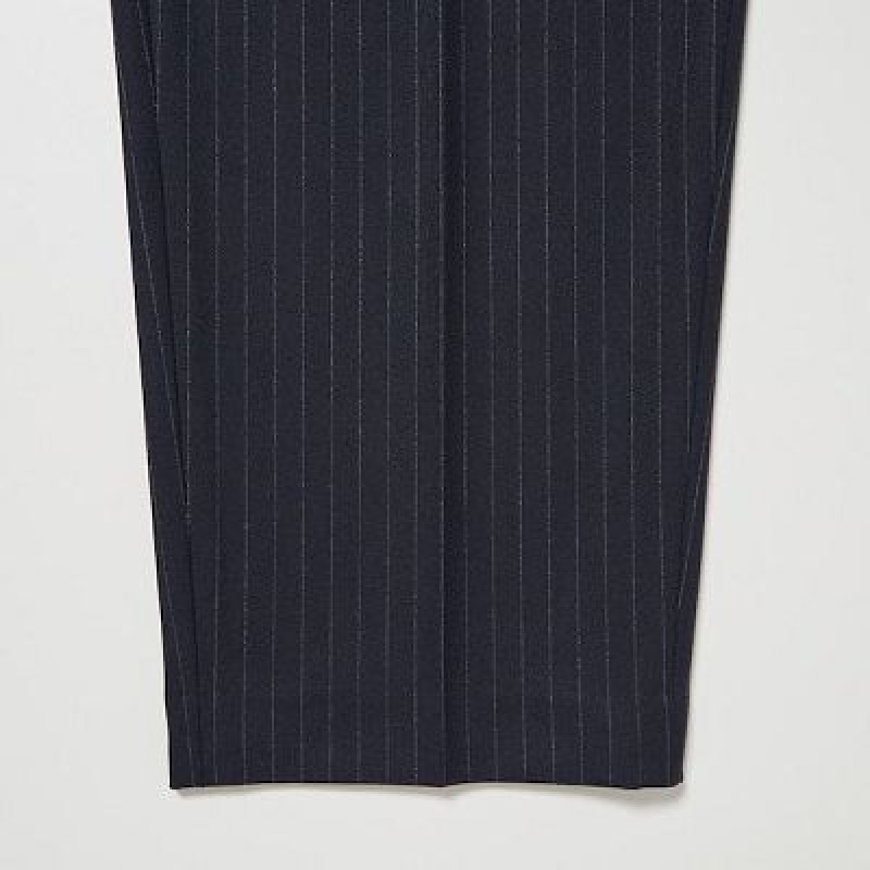 Navy Uniqlo HEATTECH Pleated Tapered Women Pants | 8654718