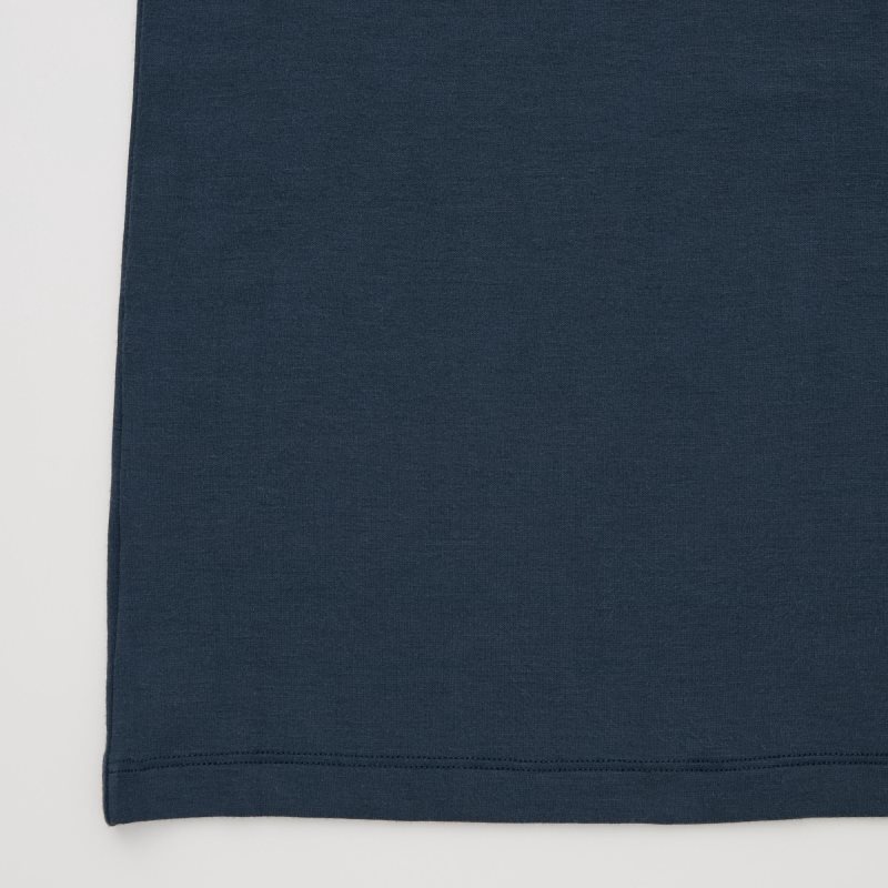 Navy Uniqlo Heattech Crew Neck Long-sleeve Men T Shirts | 4055800