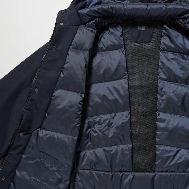 Navy Uniqlo Hybrid Down Men Coats | 9145948