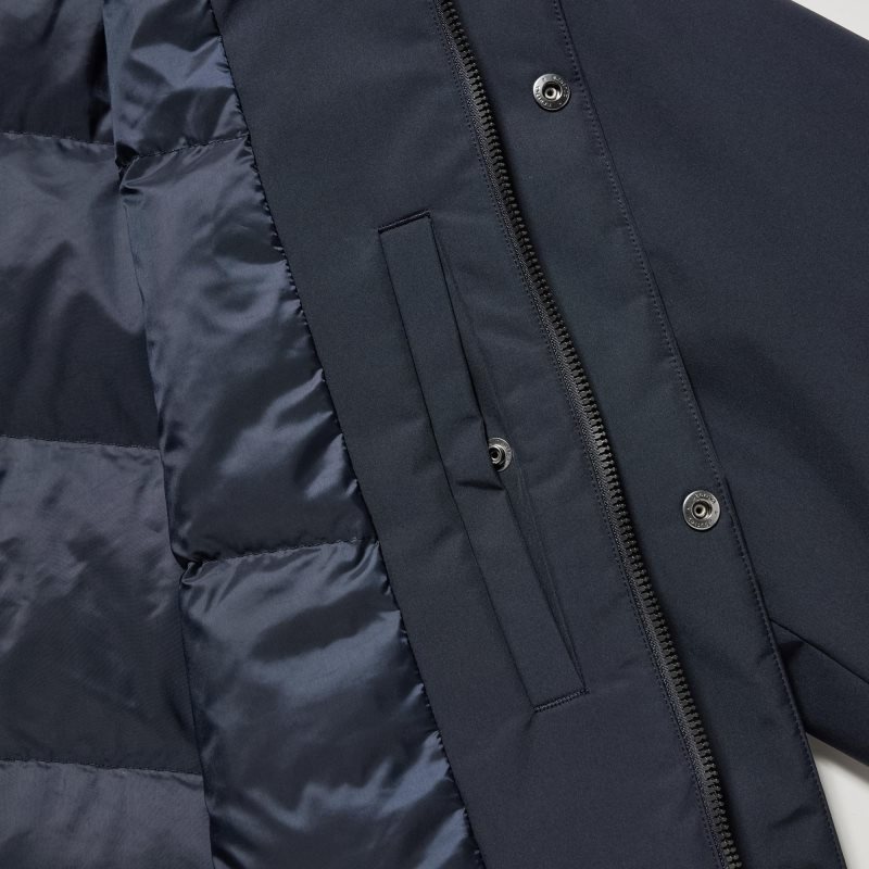Navy Uniqlo Hybrid Down Men Coats | 9145948