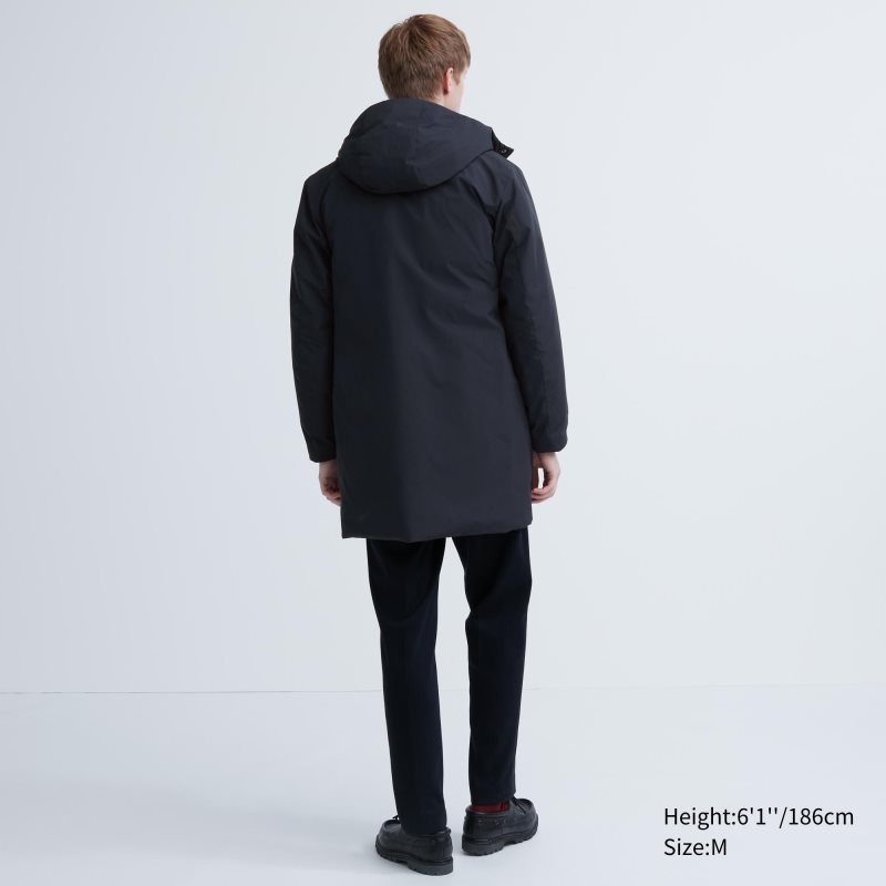 Navy Uniqlo Hybrid Down Men Coats | 9145948