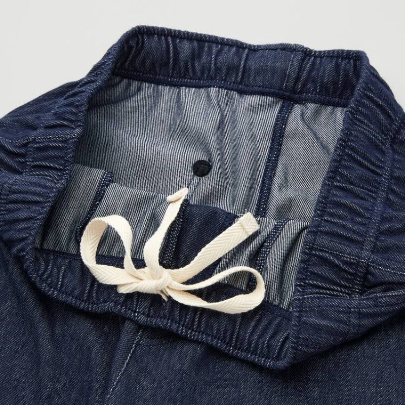 Navy Uniqlo Jersey Relaxed Fit Ankle Length Men Pants | 9173782