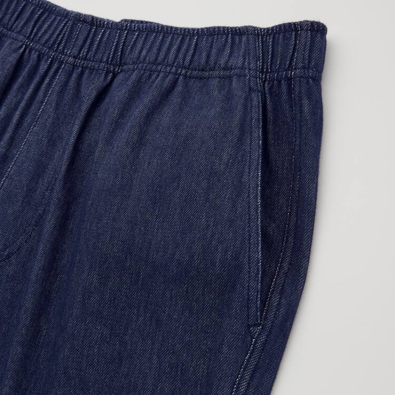 Navy Uniqlo Jersey Relaxed Fit Ankle Length Men Pants | 9173782