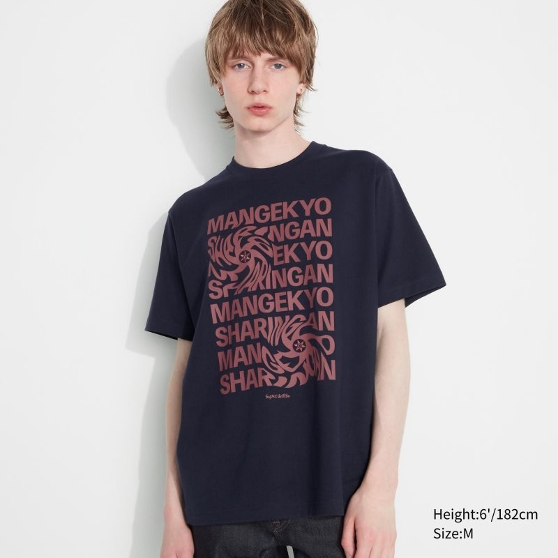 Navy Uniqlo Naruto Ut Short-sleeve Graphic Sasuke Uchiha Men T Shirts | 9791234