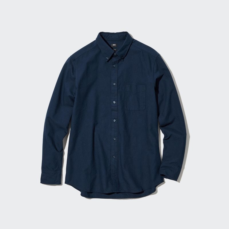Navy Uniqlo Oxford Slim-fit Long-sleeve Men Shirts | 6798274