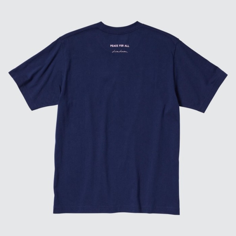 Navy Uniqlo PEACE FOR ALL Lisa Larson Short-Sleeve Women T Shirts | 7249181
