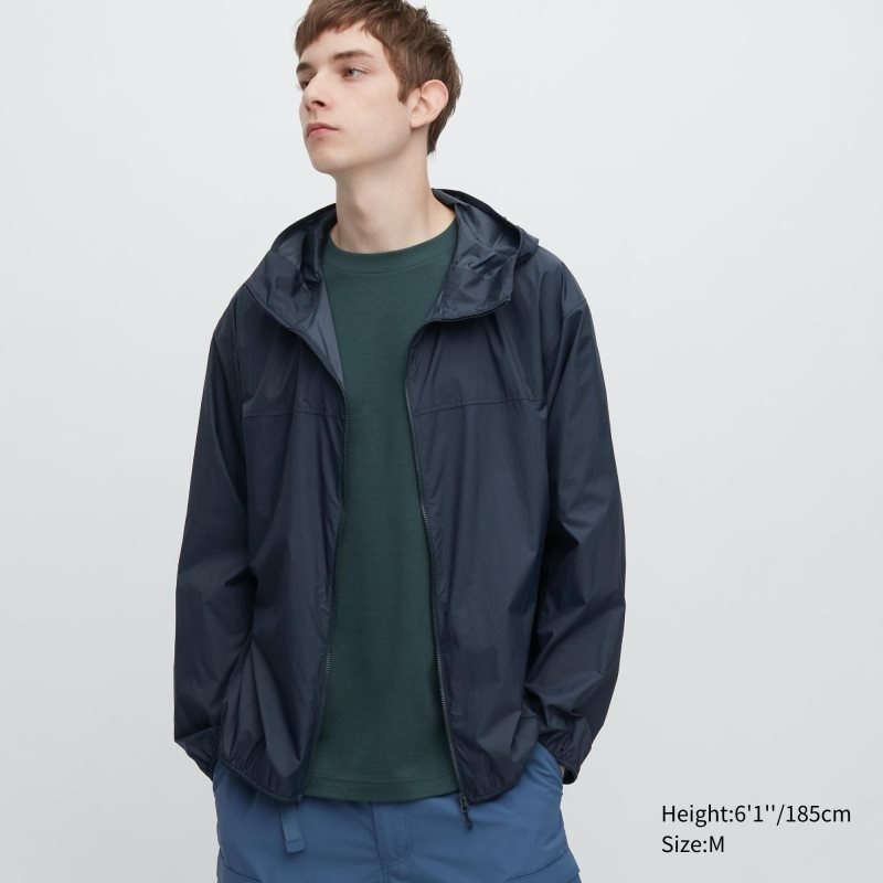 Navy Uniqlo Pocketable Uv Protection 3d Cut Men Parka | 5974018