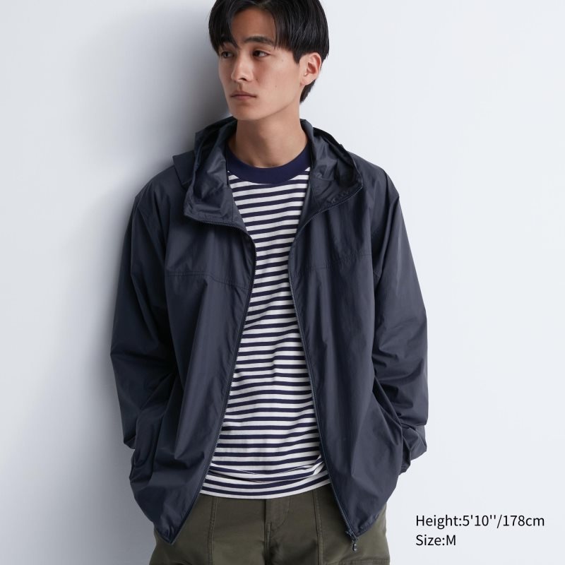 Navy Uniqlo Pocketable Uv Protection 3d Cut Men Parka | 9765082
