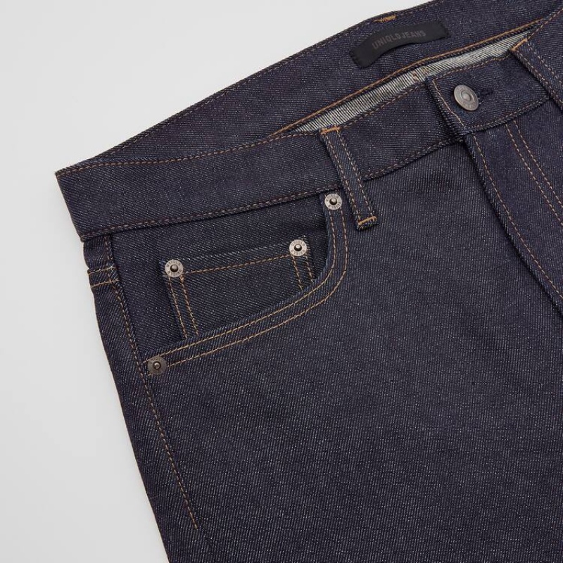Navy Uniqlo Selvedge Stretch Slim Fit Men Jeans | 2224360