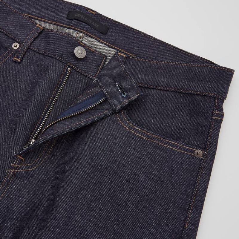 Navy Uniqlo Selvedge Stretch Slim Fit Men Jeans | 2224360