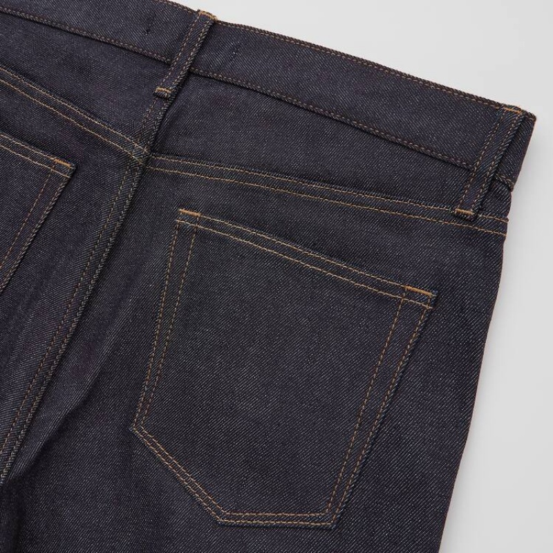 Navy Uniqlo Selvedge Stretch Slim Fit Men Jeans | 2224360