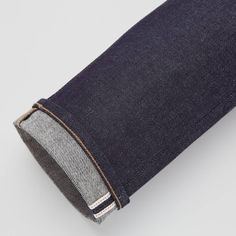 Navy Uniqlo Selvedge Stretch Slim Fit Men Jeans | 2224360