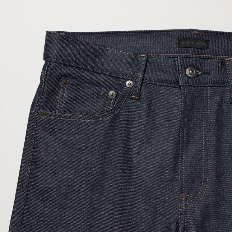 Navy Uniqlo Selvedge Stretch Slim Fit Men Jeans | 8860176
