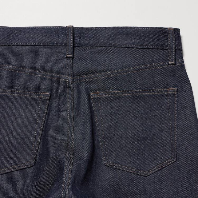 Navy Uniqlo Selvedge Stretch Slim Fit Men Jeans | 8860176