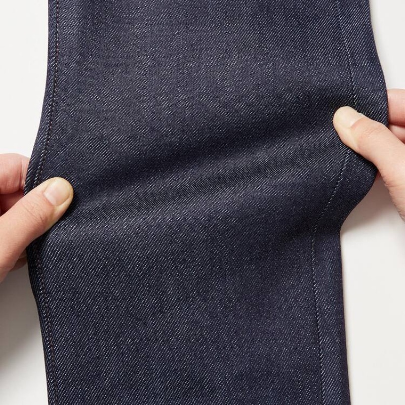 Navy Uniqlo Selvedge Stretch Slim Fit Men Jeans | 9666074