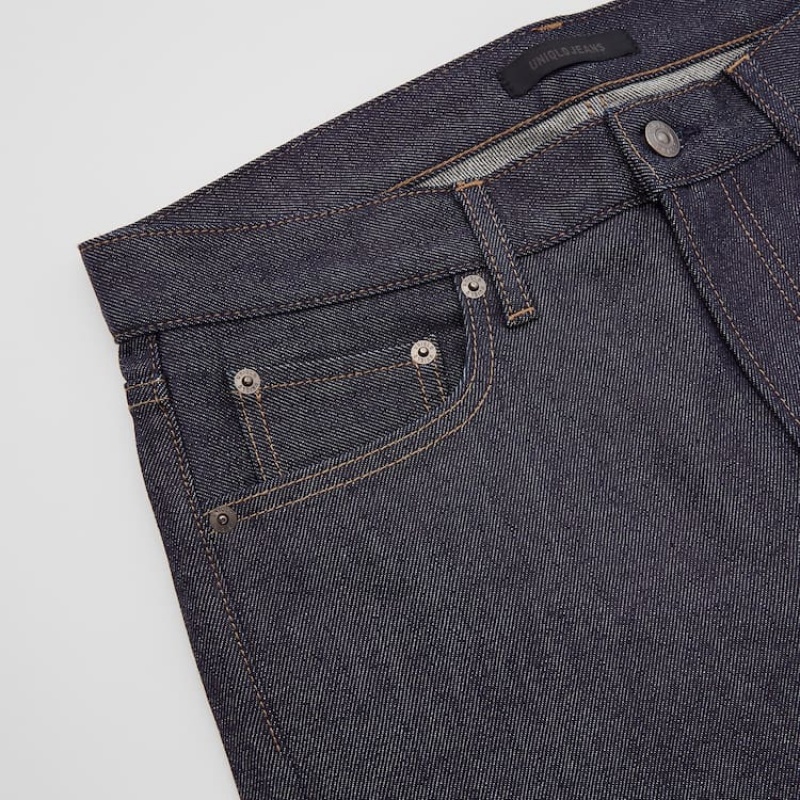 Navy Uniqlo Selvedge Stretch Slim Fit Men Jeans | 5956506