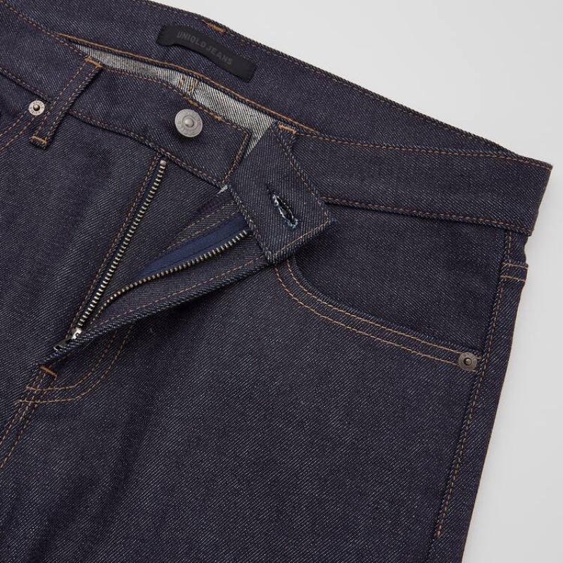 Navy Uniqlo Selvedge Stretch Slim Fit Men Jeans | 5956506