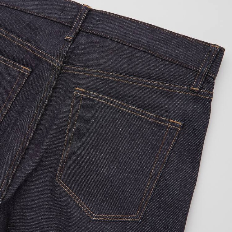 Navy Uniqlo Selvedge Stretch Slim Fit Men Jeans | 5956506