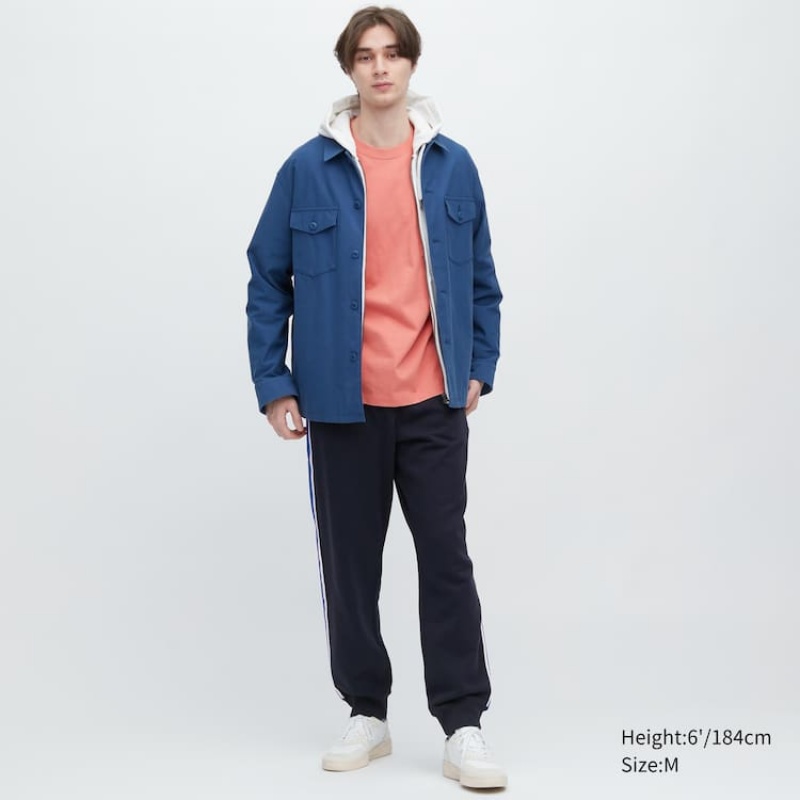 Navy Uniqlo Side Striped Jogger Men Pants | 6813152