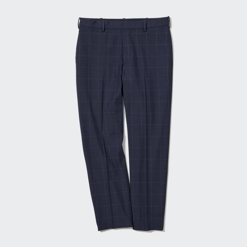Navy Uniqlo Smart Patterned Ankle Length Men Pants | 8705015