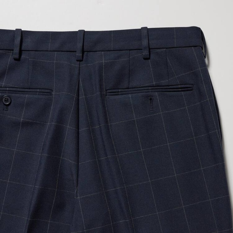 Navy Uniqlo Smart Patterned Ankle Length Men Pants | 8705015