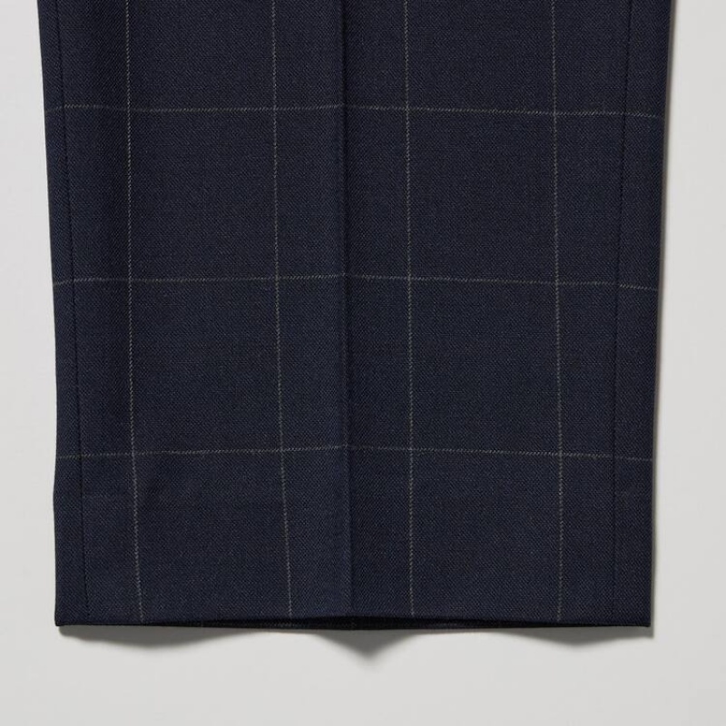 Navy Uniqlo Smart Patterned Ankle Length Men Pants | 8705015