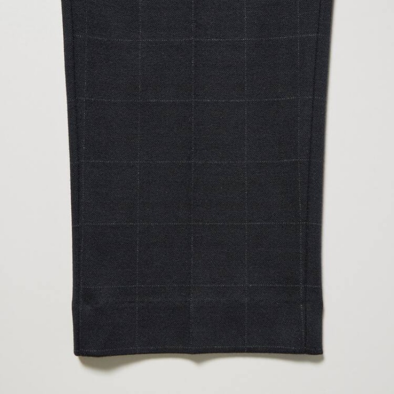 Navy Uniqlo Smart Windowpane Checked Ankle Length Men Pants | 5465279