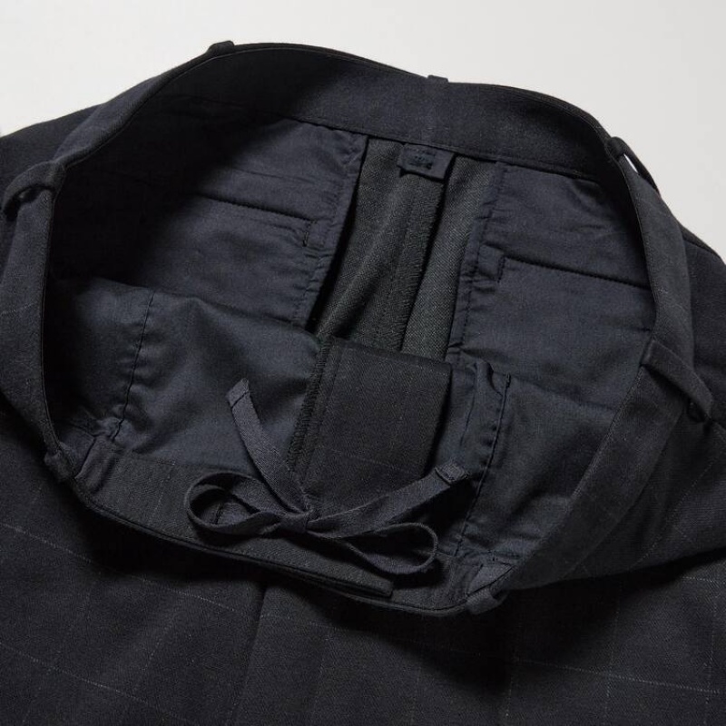 Navy Uniqlo Smart Windowpane Checked Ankle Length Men Pants | 5465279