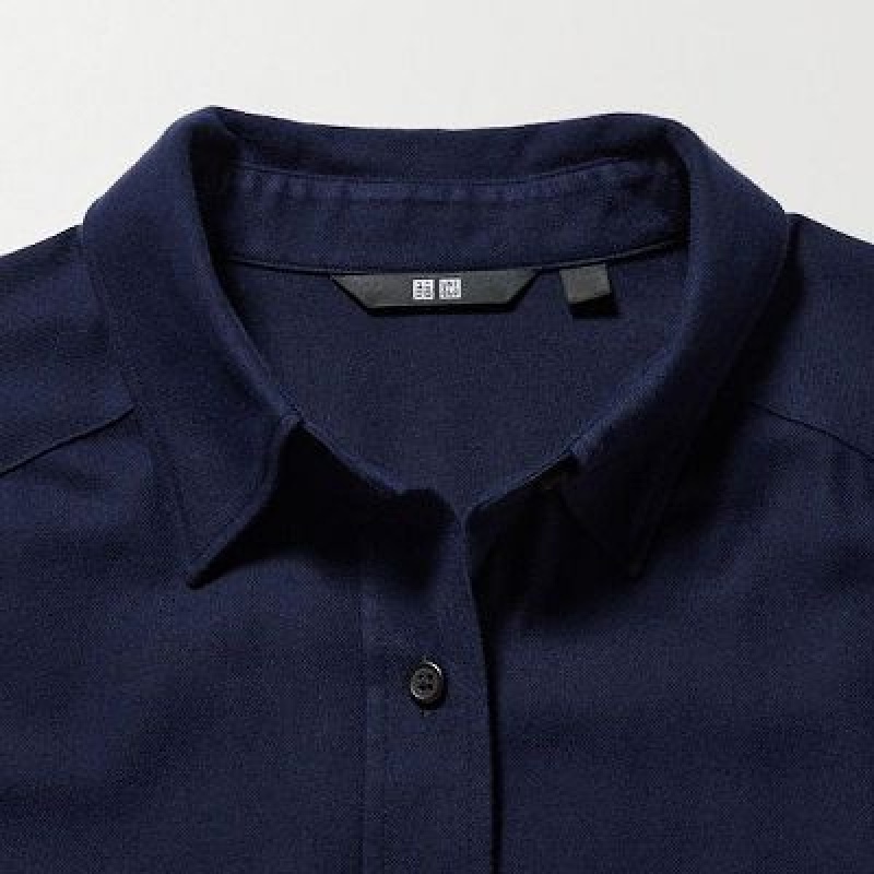 Navy Uniqlo Soft Brushed Long-Sleeve Women Dress | 5398323