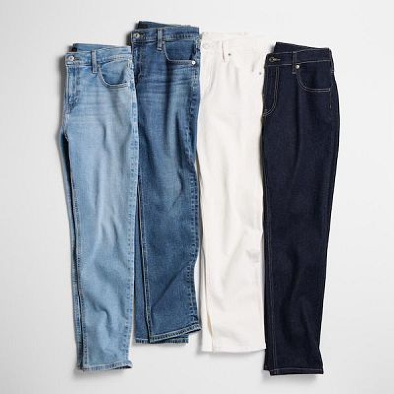Navy Uniqlo Stretch Slim Straight Women Jeans | 7961567