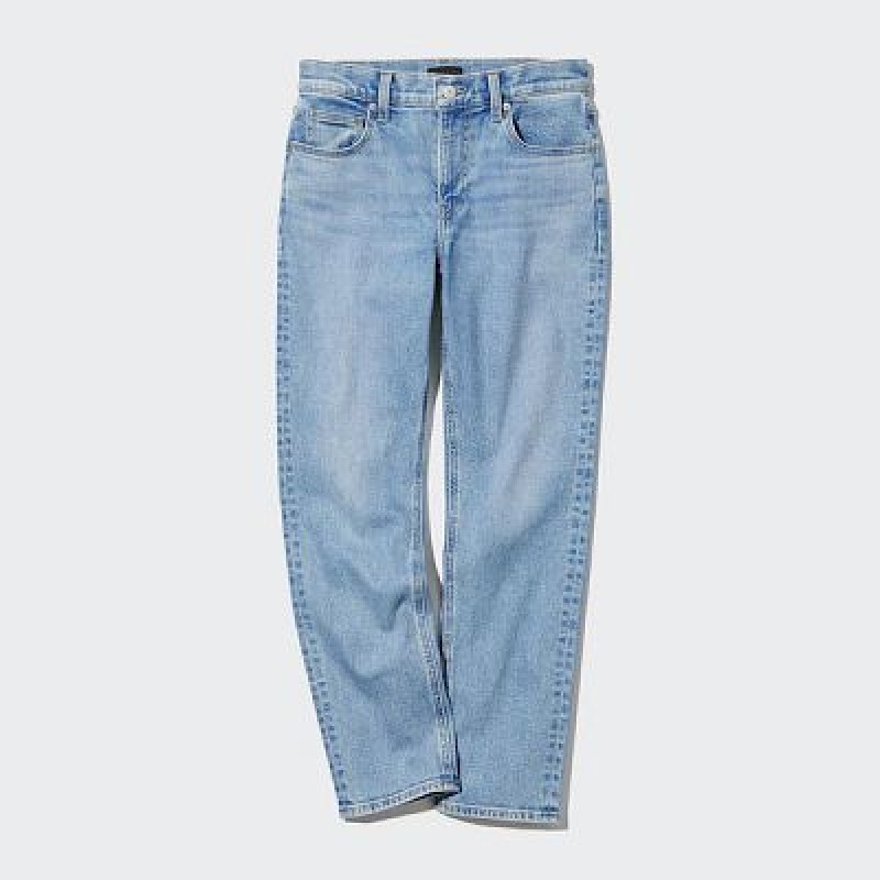 Navy Uniqlo Stretch Slim Straight Women Jeans | 7961567