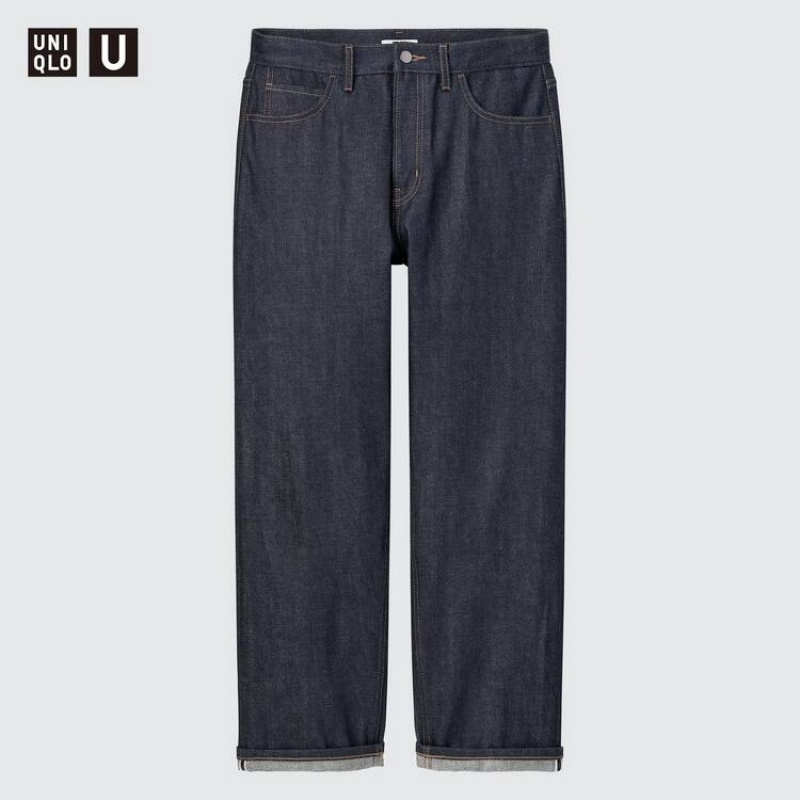 Navy Uniqlo U Selvedge Regular Fit Men Jeans | 8901304