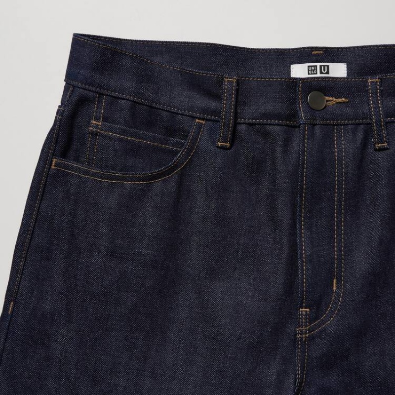 Navy Uniqlo U Selvedge Regular Fit Men Jeans | 8901304