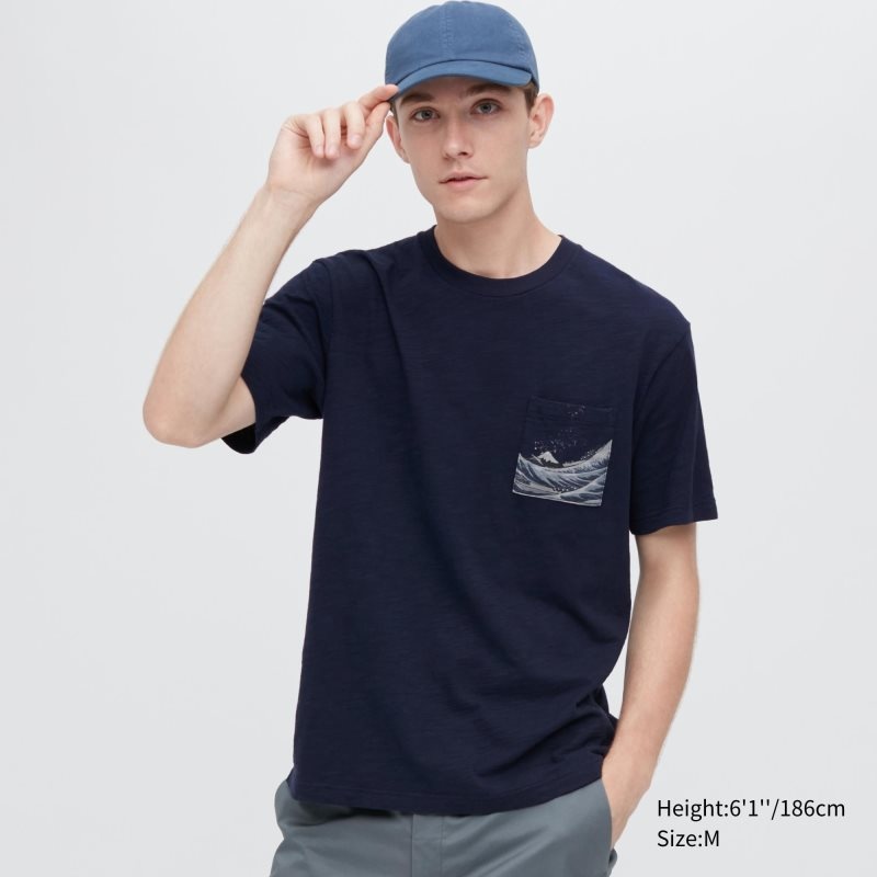 Navy Uniqlo Ukiyo-e Ut Short-sleeve Graphic Men T Shirts | 9219948