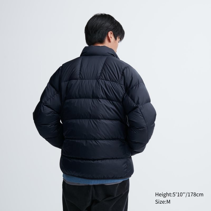 Navy Uniqlo Ultra Light Down 3d Cut Wide Quilt Men Jackets | 662478