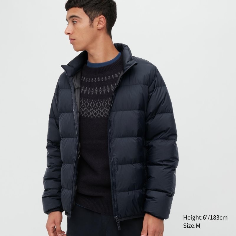 Navy Uniqlo Ultra Light Down 3d Cut Wide Quilt Men Jackets | 3161155